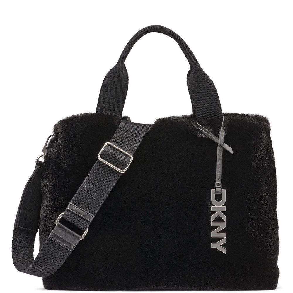 DKNY Black Faux Fur Shoulder Bag